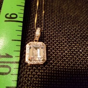 14 k chain and gold plated pendant with clear ston